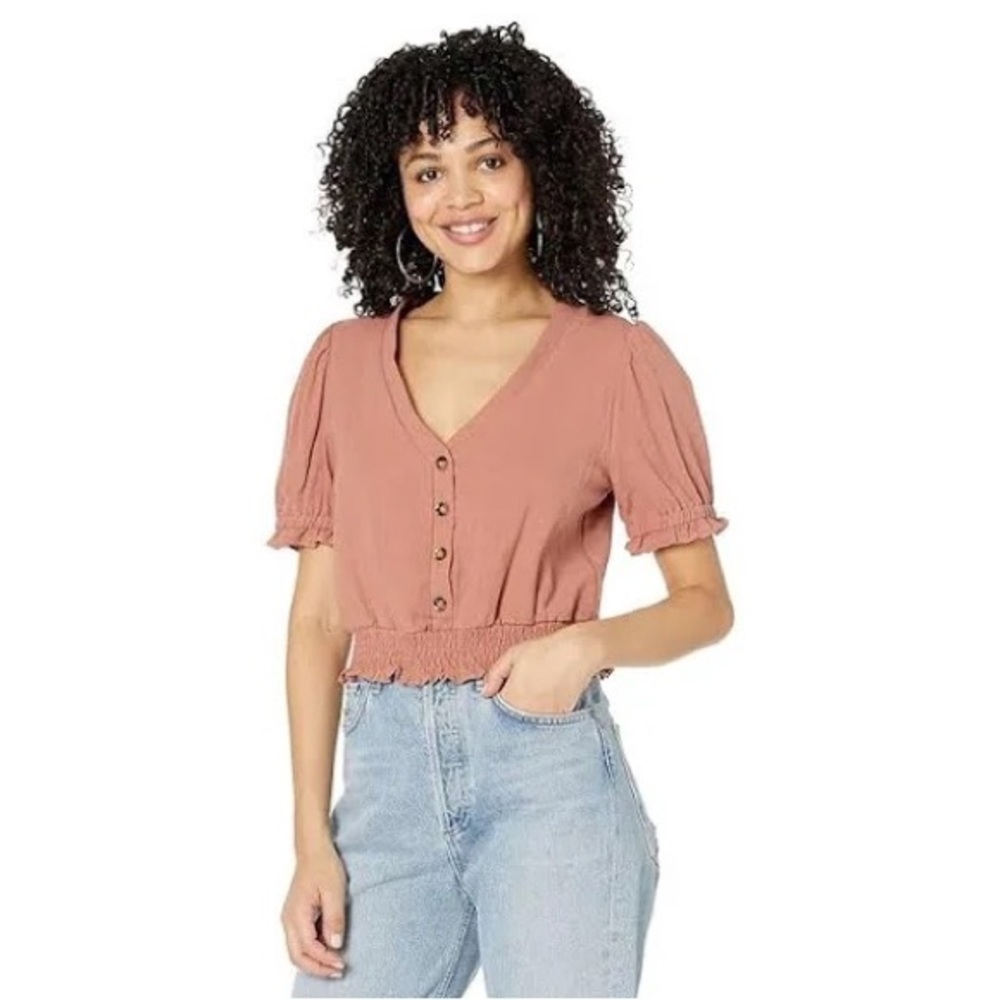 Lost + Wander XS Travel Ready Cropped Top Women's Clothing Rust cotton blend Red
